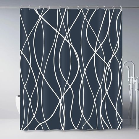 Filiyano-Rideau de douche moderne à rayures noires et blanches ondulées, rayures dégradées, rideau de douche décoratif pour salle de bain, 180 x 230