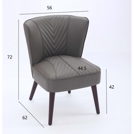 Fauteuil de salon en cuir gris, sans accoudoirs. Structure en bois de caoutchouc massif. Meuble confortable et moderne. (1/5)