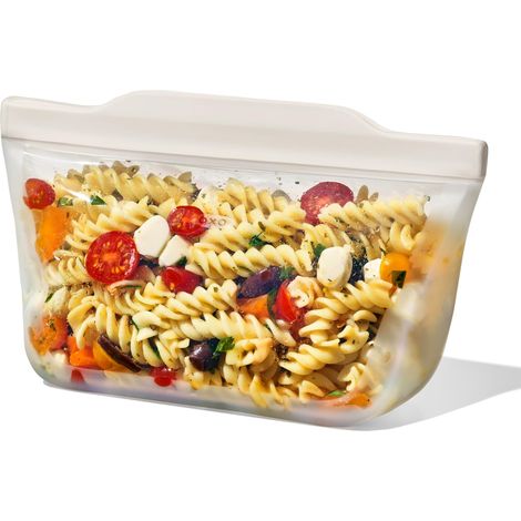 Sac réutilisable en silicone à fond plat 946mL, Beige avoine (1/5)