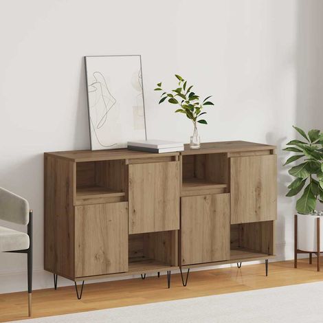 Buffets 2 pcs-Lot de 2 Meuble de rangement chêne artisanal 120 x 35 x 70 cm 942142 (1/5)
