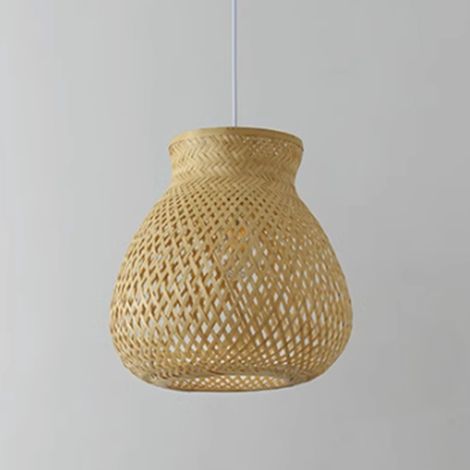 Abat-jour en bambou tressé à la main, suspension en bambou à une tête, pour salon, salle à manger ou chambre, de forme irrégulière, style japonais moderne et créatif. (1/5)