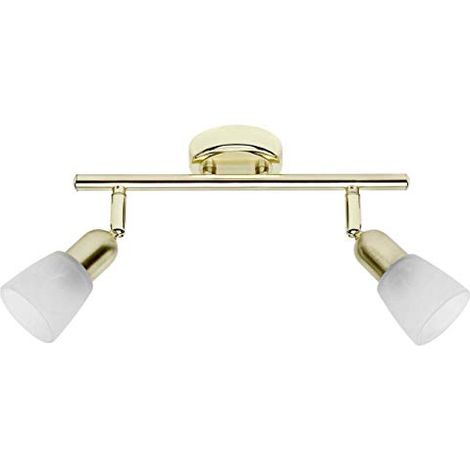 BRILLIANT lampada Sofia tubo spot 2 flg ottone/alabastro bianco 2x D45, E14, 40W, adatto per proiettori a caduta (non inclusi) Scala da A ++ a E Testa orientabile (1/2)