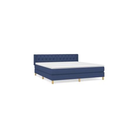 Sommier à lattes de lit avec matelas Bleu 160x200 Tissu (1/5)