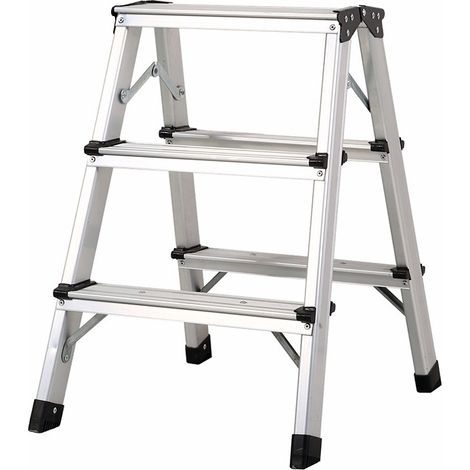Gt Market – Escabeau pliable 3 marches aluminium – Charge max 150 kg – Hauteur 58 cm – Pieds antidérapants pour sécurité