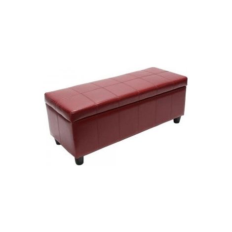 Banco de almacenamiento de cuero regenerado rojo 112x45x45cm BAN04015 (1/2)