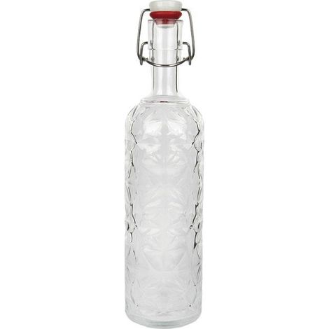 Botella de vidrio transparente con cierre de estribo 1L (1/4)