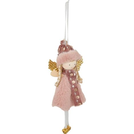 Decorazione da appendere a forma di fata in pelliccia rosa, 8 cm - Feeric lights & christmas (1/5)