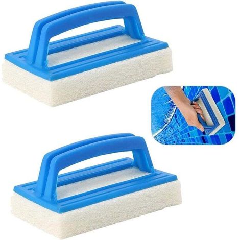 2 brosses éponge pour piscine, pour les parois, le fond, les marches et le carrelage, poils adaptés aux saletés courantes-AquaForge (1/4)