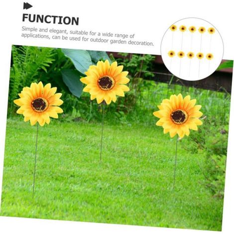 Tuteur De Jardin - Tournesol En Fer Forgé - Pour Extérieur Jardin Terrasse Pelouse - Lot De 10 (1/5)