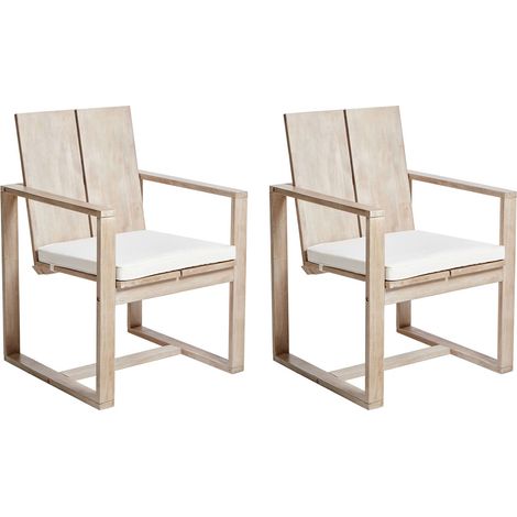 Set di 2 sedie da giardino in legno di acacia rustico con braccioli legno chiaro Azzanello