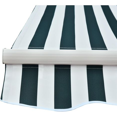 Tenda da Sole Avvolgibile a Parete 295x250 cm in Metallo e Poliestere Verde/Bianco