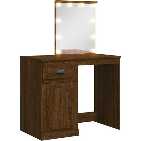Maison Exclusive - Schminktisch mit LED-Leuchten Braun Eichen-Opt