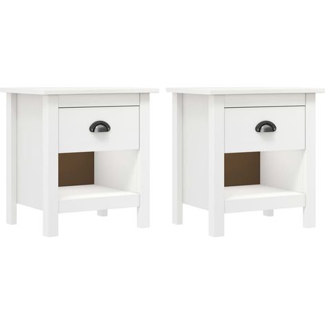 Set 2 comodini con cassetto e vano a giorno 46 x 35 x 49,5 cm in legno di pino bianco DEC035416