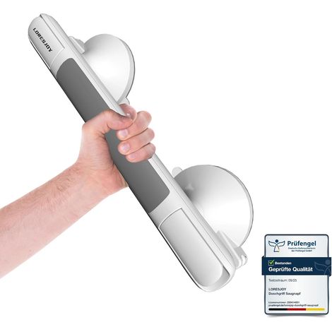 Poignée Ventouse, Poignées de Douche à Ventouse, 33 CM Barres d'appui de Douche Forte Prise, Sans Perçage, Barre de Maintien Douche pour Personnes Âgées, Handicapés (1/5)