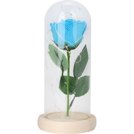 Lampe De Chevet Led Avec Dôme En Verre Et Base En Bois Pour Décoration Romantique Et Cadeau - Bleu Foncé (1/5)