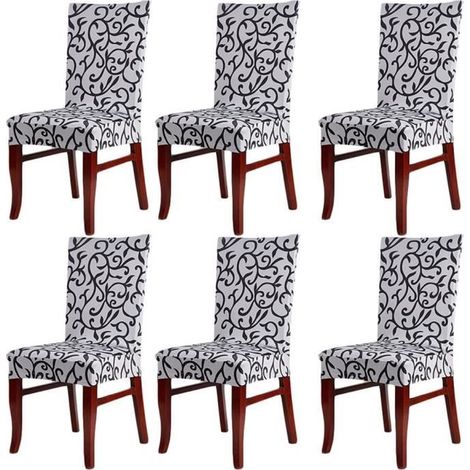 Lot de 6 Housses de chaise universelles - Strech - Imprimés (1/4)