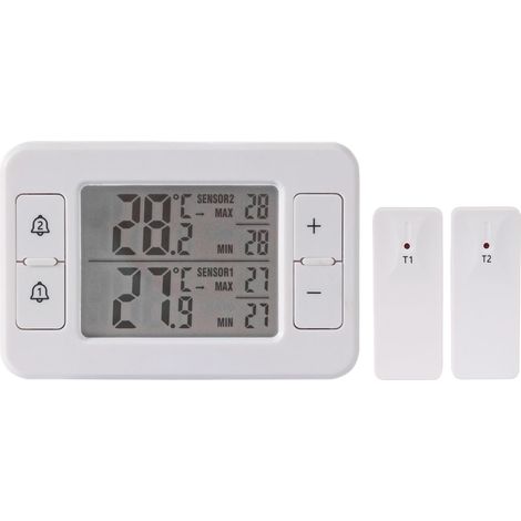 Thermomètre Frigo 9.5x6.2cm Double Capteur Thermomètre Digital Sans Fil Pour Réfrigérateur Et Congélateur Alarme En Temps Réel -40°C À 60°C Alarme Connecté Pour Maison (1/5)