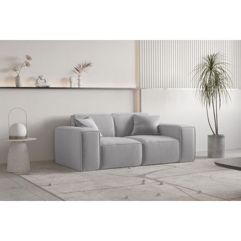 Sofa Designersofa CELES PREMIUM 2-Sitzer in Stoff Opera Velvet Hellgrau (1/3)