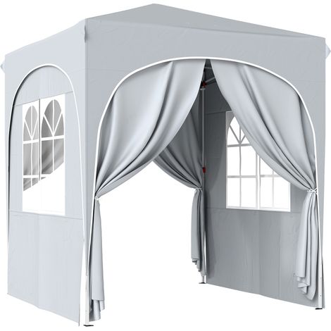 Gazebo Pieghevole da Giardino 200x200 cm UPF50+ Portatile in Tessuto Oxford Grigio Chiaro (1/5)