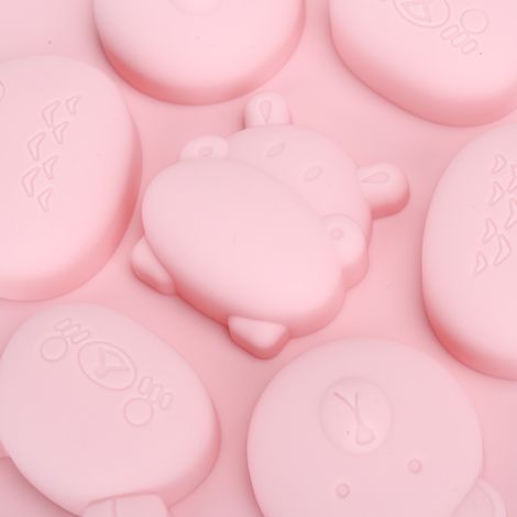 Lot de 2 moules en silicone antiadhésifs en forme d'animaux de dessin animé pour gâteaux, chocolats et pâtisseries (rose) (1/5)