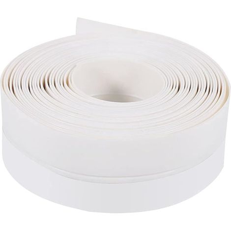 Lntyq Bande d'étanchéité autocollante en Caoutchouc de Silicone pour Porte et fenêtre - 3,8 cm de Large - Étanche - Coupe-Vent - Anti-poussière - Insonorisant - 5 m (Blanc) (1/4)