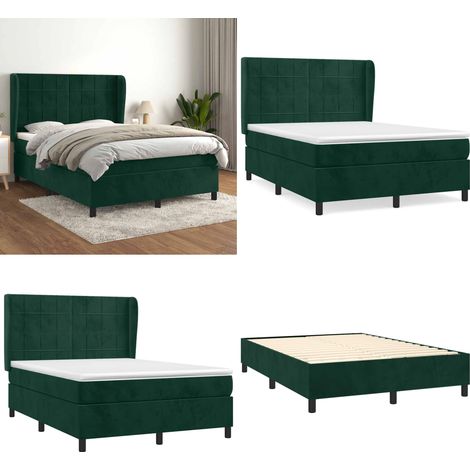 Boxspringbett mit Matratze Dunkelgrün 140x200 cm Samt - Samtbett - Boxspringbett - Doppelbett - Bettenrahmen - Luxusbett - Home & Living (1/5)