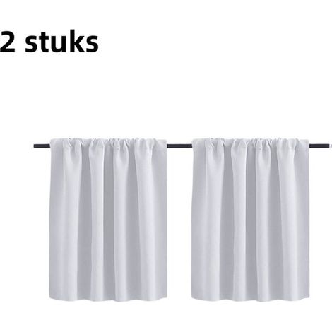Lot de 2 rideaux occultants courts – Rideaux unis de haute qualité pour cuisine, fenêtre et café – 76 × 60 cm – Blanc (1/5)