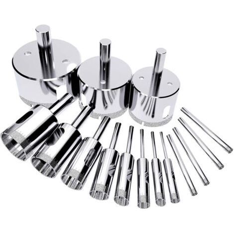 15pcs Diamond Drill Bits, Hole Saws, Diamond Drill Bits, Diamond Hole Saw, Tiles for Glass, Ceramic, Porcelain, Marble, Tile and Granite, 6mm to 50mm (1/5)