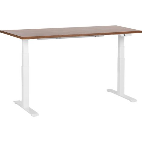 Electric Adjustable Standing Desk DESTINES Brown/ White 160 cm 72 cm