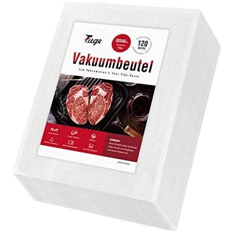 120 Sachets Sac sous Vide Alimentaire, Sac sous Vide Gaufré 30x40 cm pour Machine sous Vide,Peut être Congelé et Cuit à Haute Température, Sans BPA, Certifiés de Qualité Alimentaire (1/5)