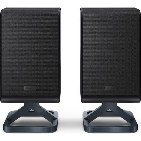 SHARP HT-SPR52021(BK) Paar de Wireless Rear Speakers 1.0.1 zum Anschluss an Ihre Bar de Sound Q für ein verbessertes Erlebnis, Surround Sound, Dolby Atmos und DTS:X, P. MAX 200W, Schwarz