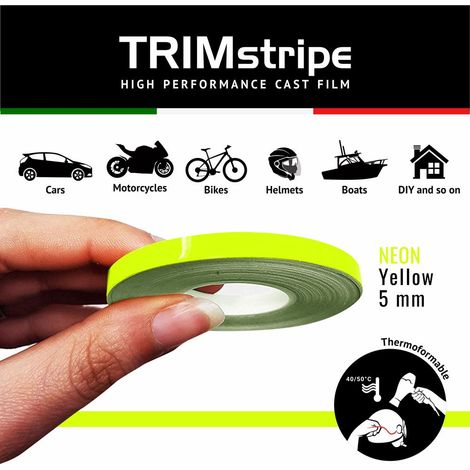 Trim Stripe Strisce Adesive per Auto, Fluo Giallo - Dimensione: 5 MM X 10 MT