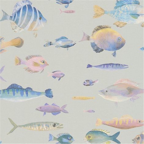 Children wallpaper wall Profhome 396964 hot embossed non-woven wallpaper slightly textured with animal pattern matt grey violet yellow blue 5.33 m2 (1/5)