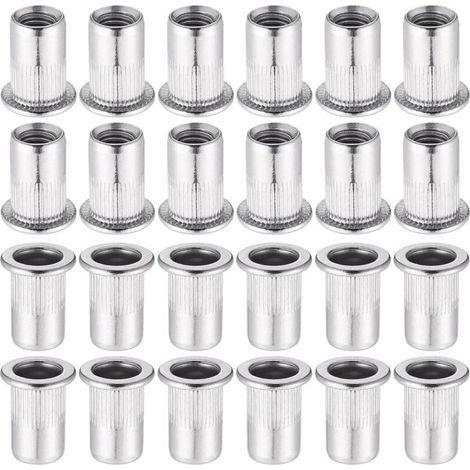 60 Pièces 304 Ecrou a Sertir M8 en Acier Inoxydable Tête Plate Ecrou Aveugle Rivet Fileté Ecrou a Rivet pour pince à insert fileté (1/5)