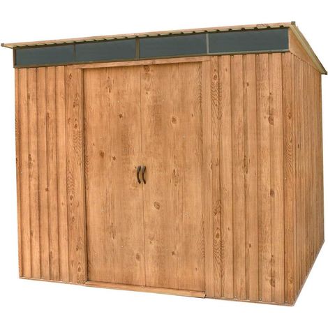 Duramax - caseta jardín - TOP SHED PENTROOF 8X6 - Metal - color imitación madera (1/4)