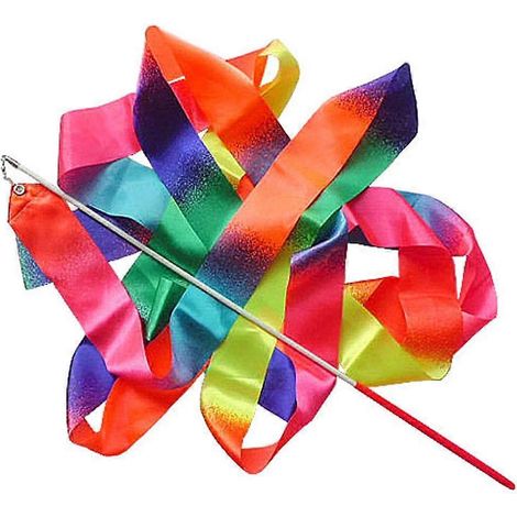 Bandes de soie de 4 m pour la gymnastique et la danse artistique chez les enfants, avec dégradé de couleurs. Idéales pour le ballet rythmique et artistique. (1/5)