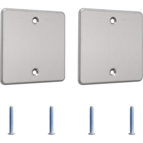Lot de 2 plaques d'obturation en acier inoxydable pour prise de courant, prises ou interrupteurs non utilisés (argenté) (1/4)