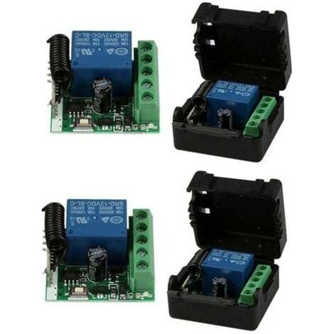 Lot de 2 Relais Télécommande Sans Fil Universelle 12V 1 Canal 433MHz Récepteur Émetteur Bouton DIY (1/4)