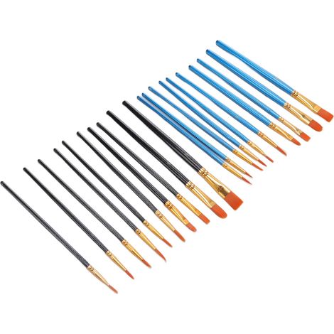 Ensemble de 20 pinceaux aquarelle à tête élastique en nylon, 10 tailles différentes, idéal pour les artistes débutants.