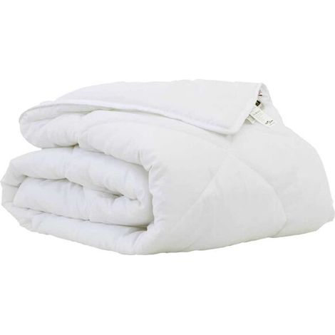 Couette d'été simple en duvet, blanche, 202 x 136 x 3 cm, polyester. (1/5)
