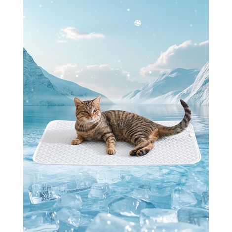 Tapis rafraîchissant pour chiens et chats - Lit rafraîchissant instantané, utilisable à l'intérieur comme à l'extérieur, blanc (1/5)