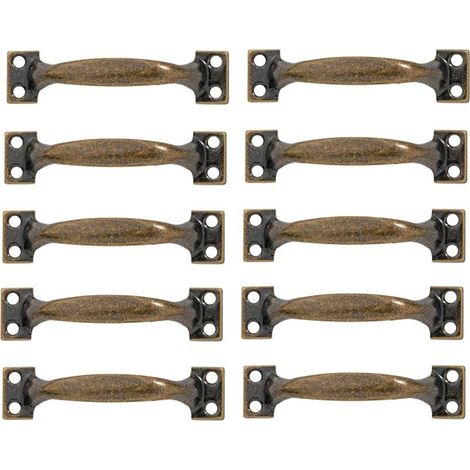 Ensemble de 10 poignées de porte cintrées vintage, poignées de porte en bois peint antique (200mm, vert bronze)