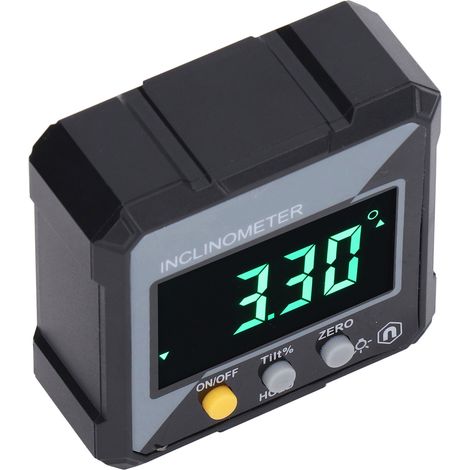Digitale Magnetwasserwaage mit 0,1° Genauigkeit. Elektronischer Neigungsmesser mit 4x90°-Winkelmesser für professionelle Winkelmessungen. (1/5)