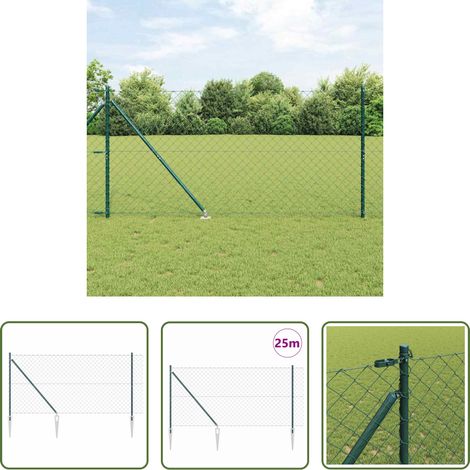 vidaXL Clôture en acier - Poteau de clôture. Vert 25 x 1,4 m (maille 60 x 60 mm) (1/5)