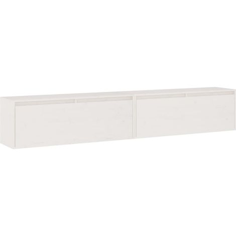 Lot de 2 Armoires murales Salon,Meuble bas de Rangement,Meuble TV Blanc 100x30x35 cm Bois de pin massif -68595 (1/5)