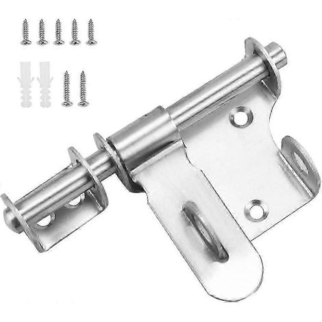 Verrou de sécurité pour porte coulissante - Pêne coulissant en acier inoxydable avec trou pour cadenas et 7 vis pour la sécurité de la pièce (1/5)