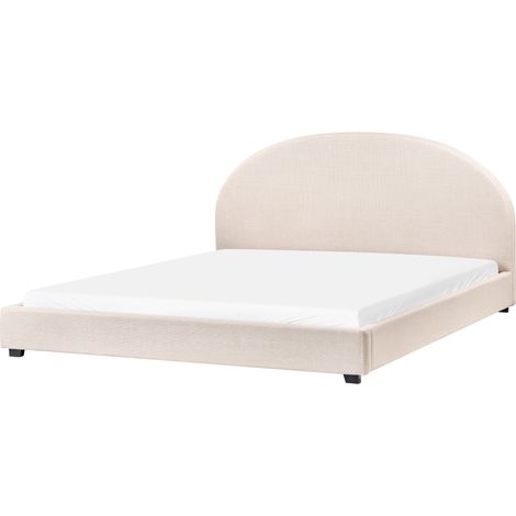 Cama con somier minimalista de tela 180 x 200 cm beige claro Vaucluse