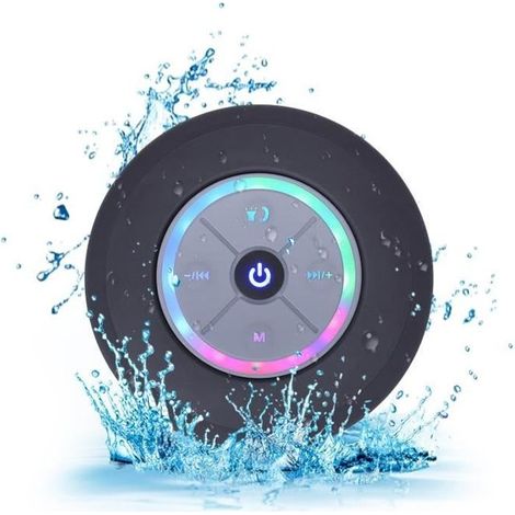 Altoparlante Bluetooth impermeabile nero - Ventosa - Altoparlante portatile - Batteria integrata - Nero (1/5)