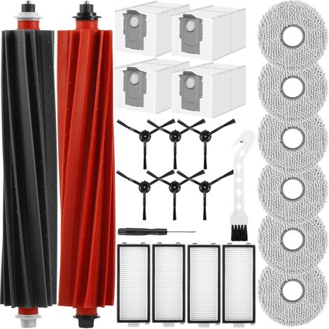 Zubehörset für Roborock Q Revo Master/Q Revo Slim, Ersatzteil Set für Roborock Qrevo Master, 2 Hauptbürsten, 4 Filter, 6 Wischtücher, 4 Staubbeutel, 6 Seitenbürsten, 1 kleine Bürste, 1 Schraubendreher