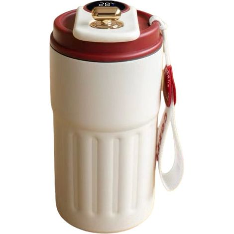 Mug de voyage en acier inoxydable 316 avec affichage de la température, tasse à café isotherme de 440 ml, bouteille d'eau portable étanche sous vide, tasse à café thermique, garde les boissons chaudes (1/5)